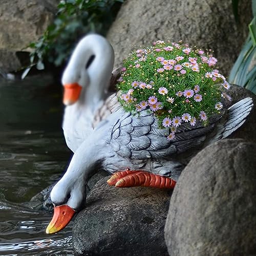 Miniatura 2 de Macetas creativas grandes para flores escultura de jardín de ganso maceta para suculentas al aire libre con agujero de drenaje decoración de jardín
