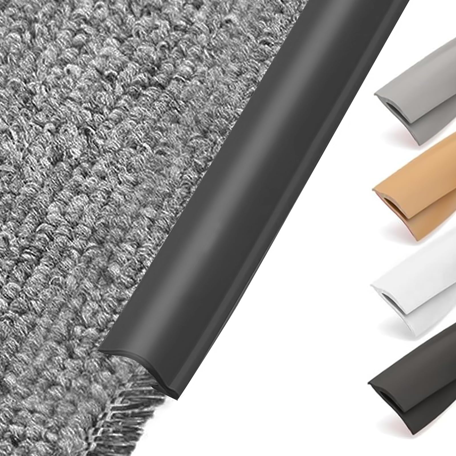 Bande de bord autocollante en PVC pour tapis, bandes de transition pour sols, tapis et sol en bois, noir (10 m)
