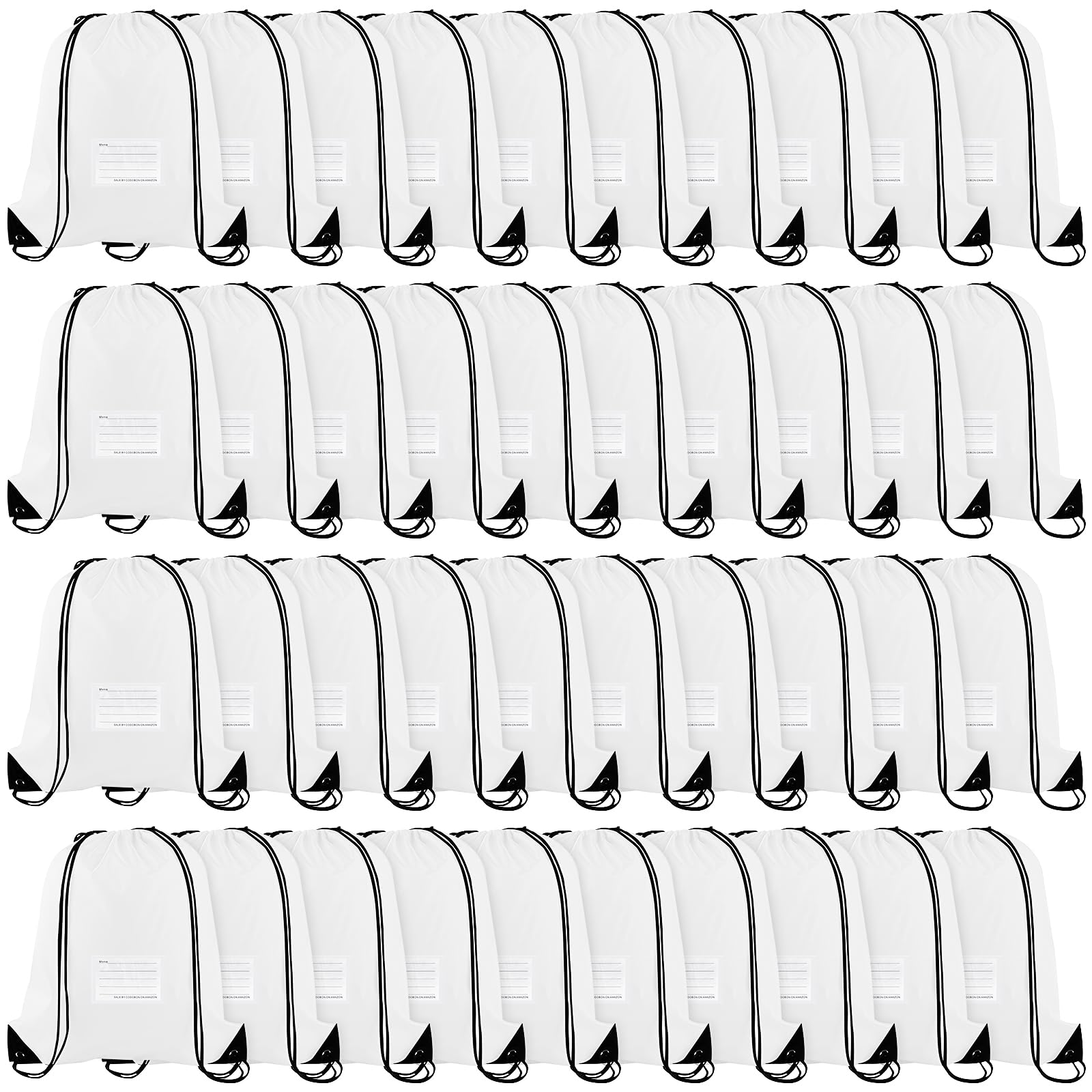 TESIN 40 Pcs Drawstring Bag,Drawstring Backpack Bags for Gym School Travel Picnic Storage,Pe Sport String Backpack Gift Bags - White