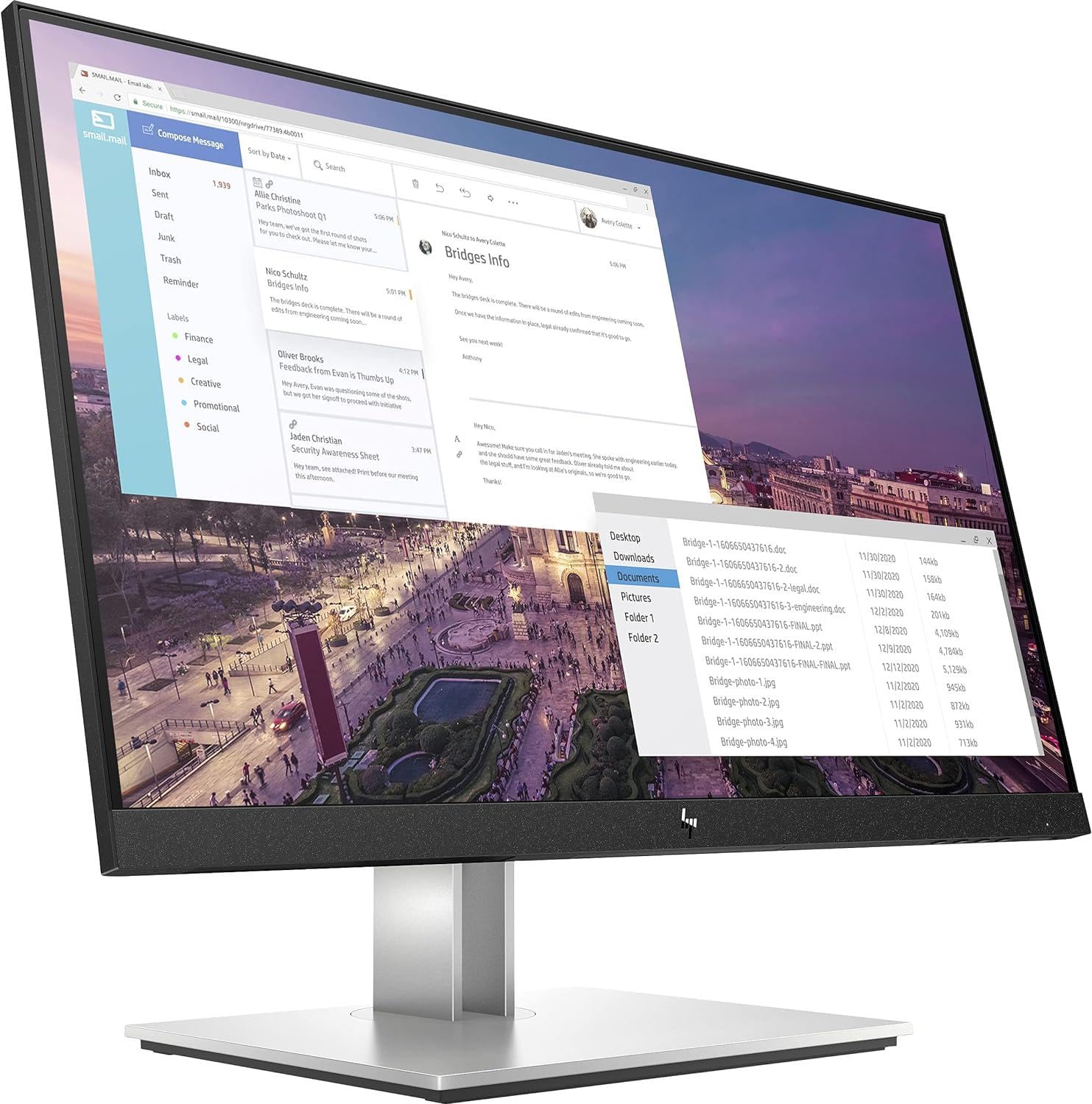 HP E23 G4 FHD Monitor, Schermo da 23 Pollici Full HD, Risoluzione 1920 x1080 Pixel a 60 Hz, Micro-Edge, Antiriflesso, Tempo di Risposta 5 ms, HDMI 1.4 e VGA, 4 Porte USB-A, 1 DisplayPort, Nero