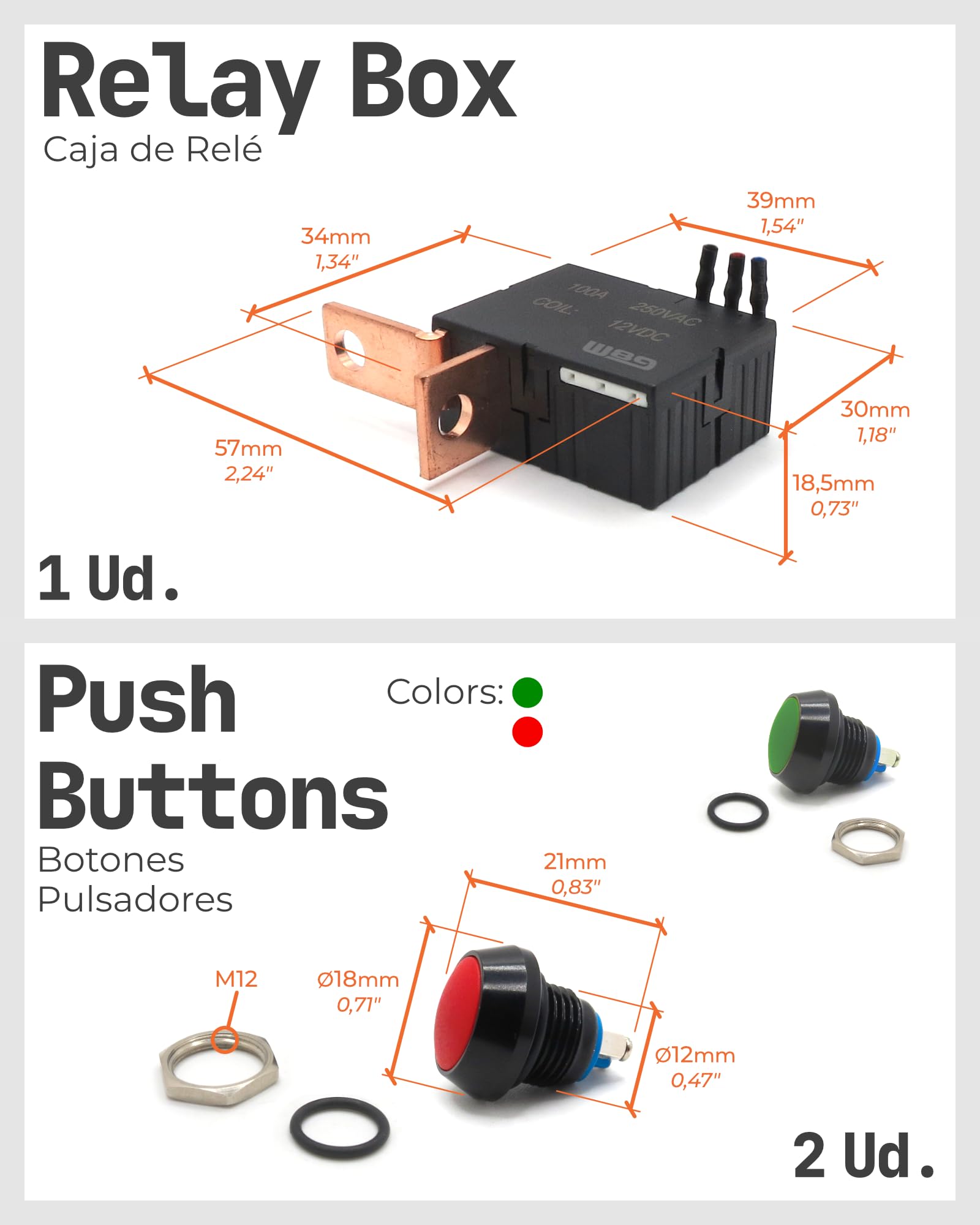 W89 Interruttore Stacca Batteria Moto 12V 100A | Senza Consumo (0W) | Relè Plug & Play | Installazione Flessibile | Interruttore Batteria Moto (Senza Supporto Manubrio)