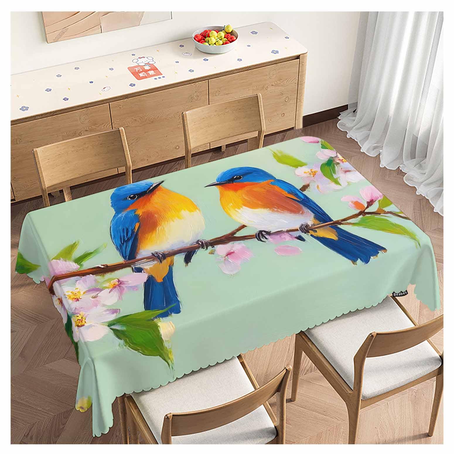 Nappe rectangulaire colibri lavable pour protéger la table des taches avec élégance