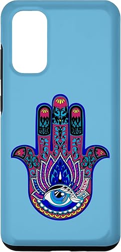 Galaxy S20 - Funda gráfica con símbolo de Hamsa de mal de ojo azul