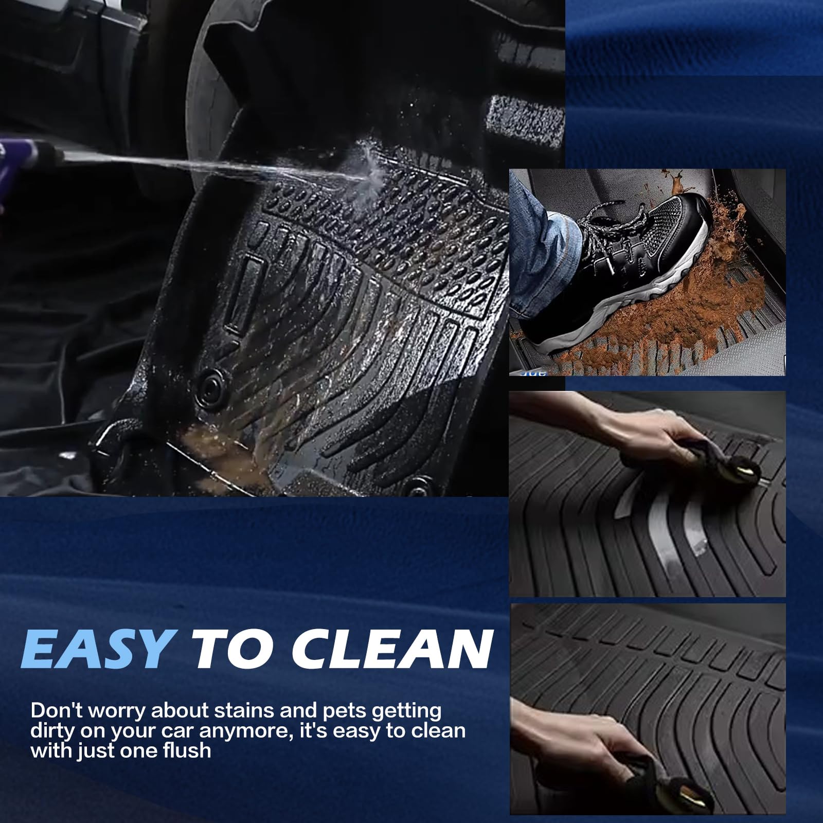 All Weather Rubber Floor Mats Compatible with 2013-2017 Honda Accord 3Pcs Car Automotive Floor Mats Cargo Liners Black — view 7