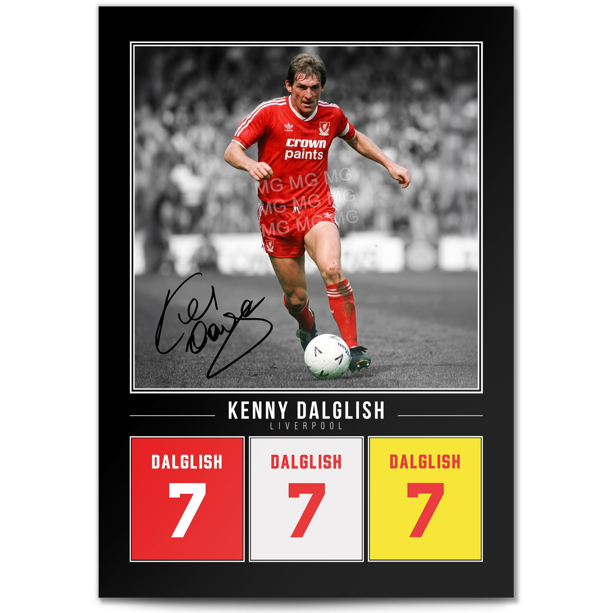 Kenny Dalglish Liverpool Legend Signed Photo Poster A4/A3 Print Picture Display Framed Autograph Memorabilia Gift Football Fans Scotland (Black A4 print unframed)