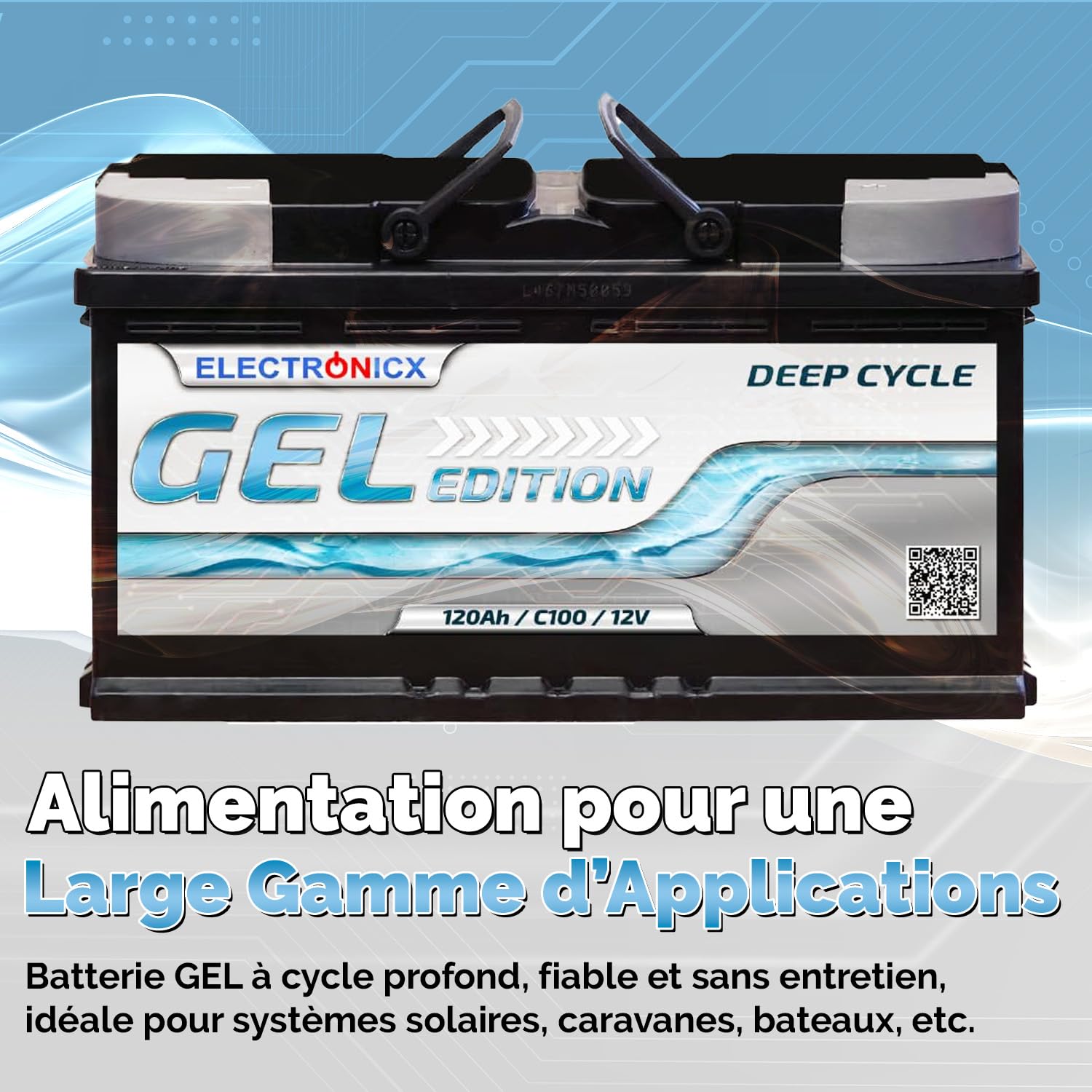 Batterie Gel Edition 120Ah Solaire, Camping-Car - Batterie 12V 120 Ah à Décharge Lente - Batterie Solaire Portable pour Panneau Solaire - Batterie.