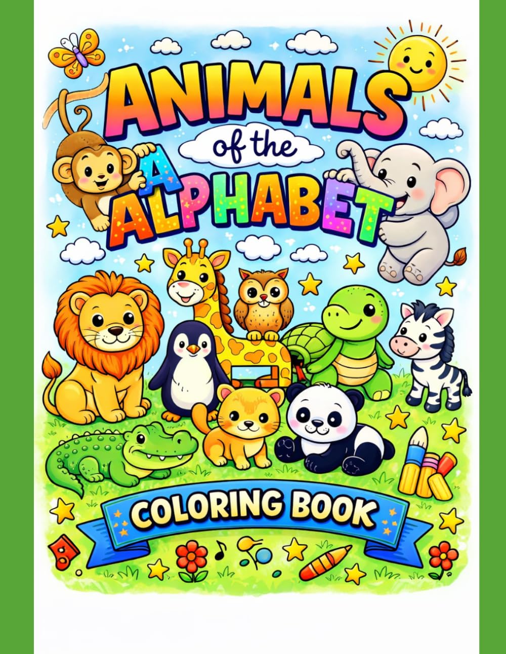 Animals of the Alphabet Coloring Book: Fun ABC Animal Coloring Book for Kids Ages 3-8