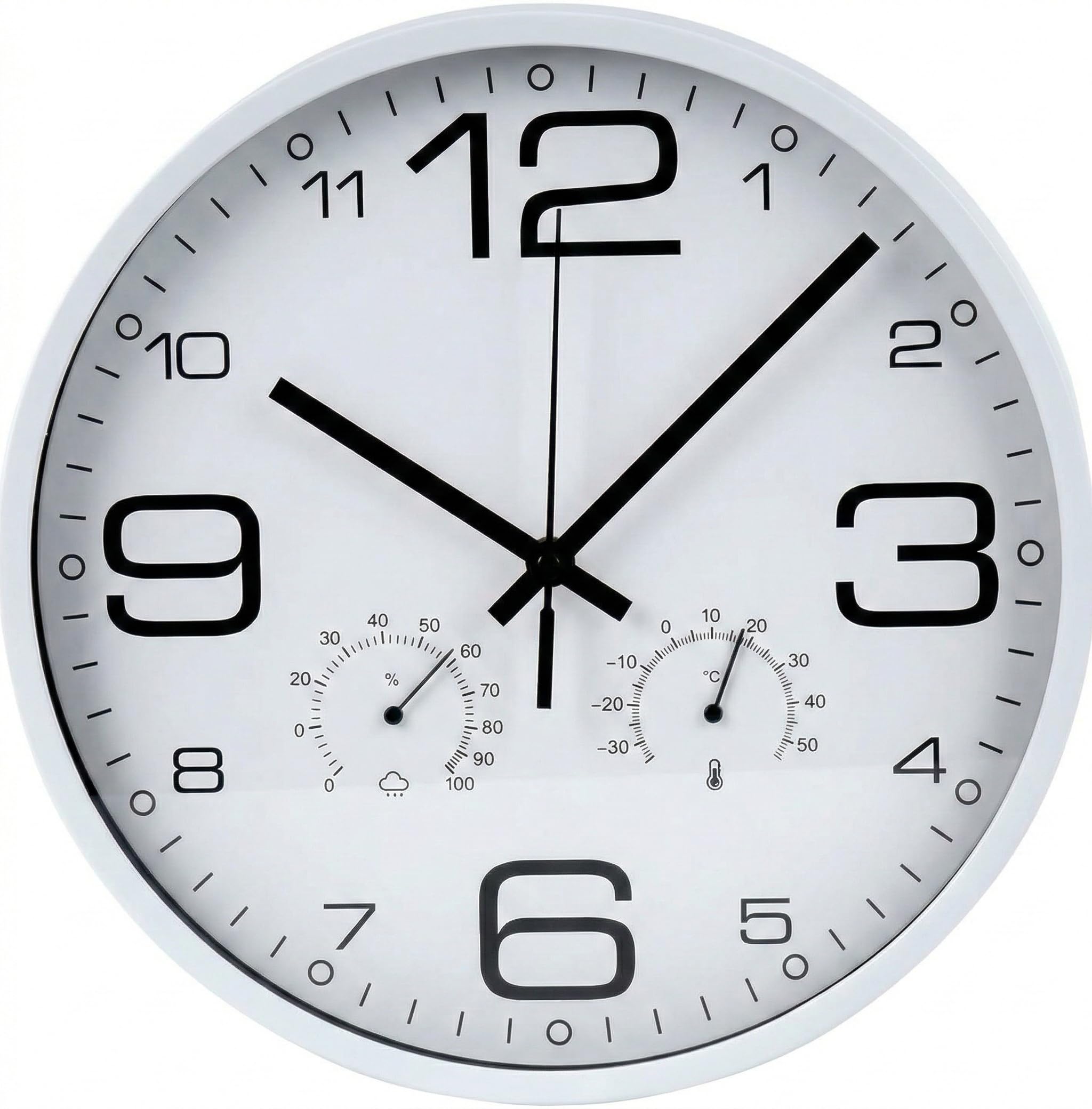 BERARDI | Orologio da Parete con Stazione Meteo, 30 cm, Termometro e Igrometro, Bianco