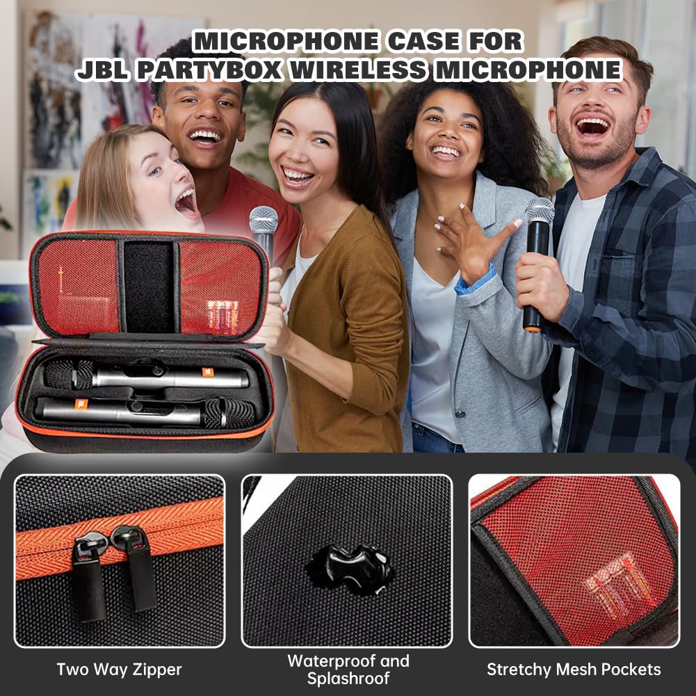 Étui Rigide EVA pourJBL PartyBox Wireless Micros - Boîte de Stockage Antichoc avec Poignée, Sac de Transport Étanche Protecteur pour Microphone, Organisateur Durable (Noir)