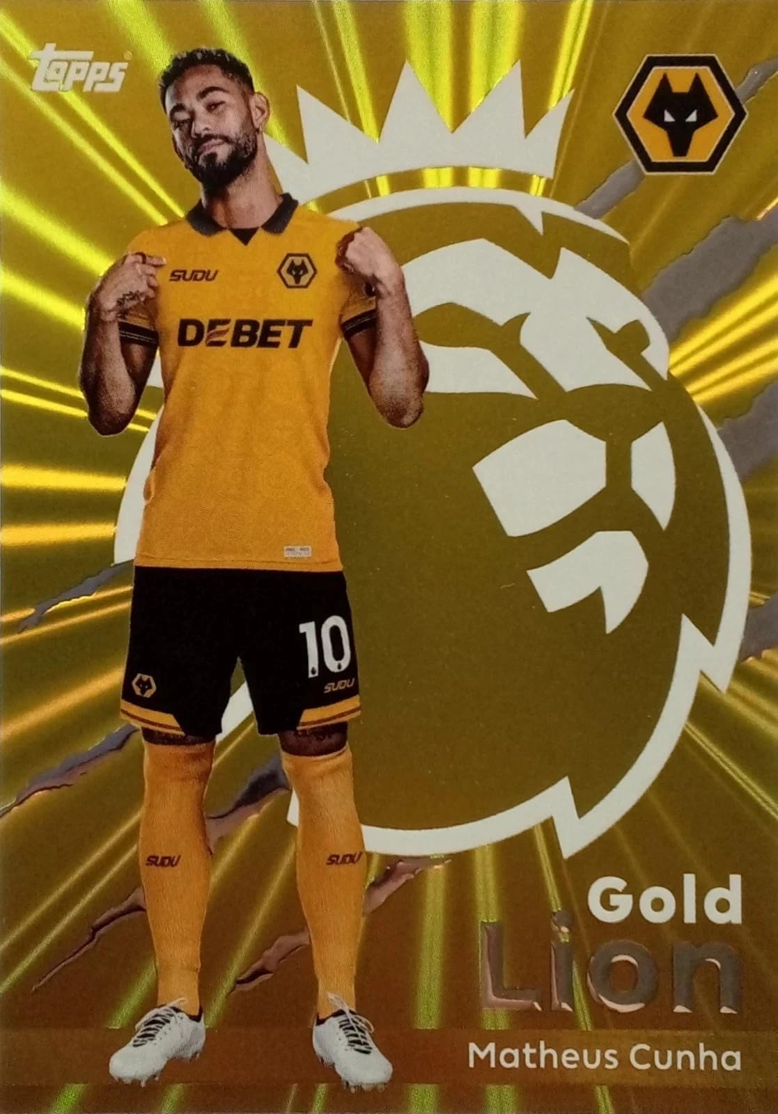 Premier League 2026 Matheus Cunha Gold Lion Trading Card