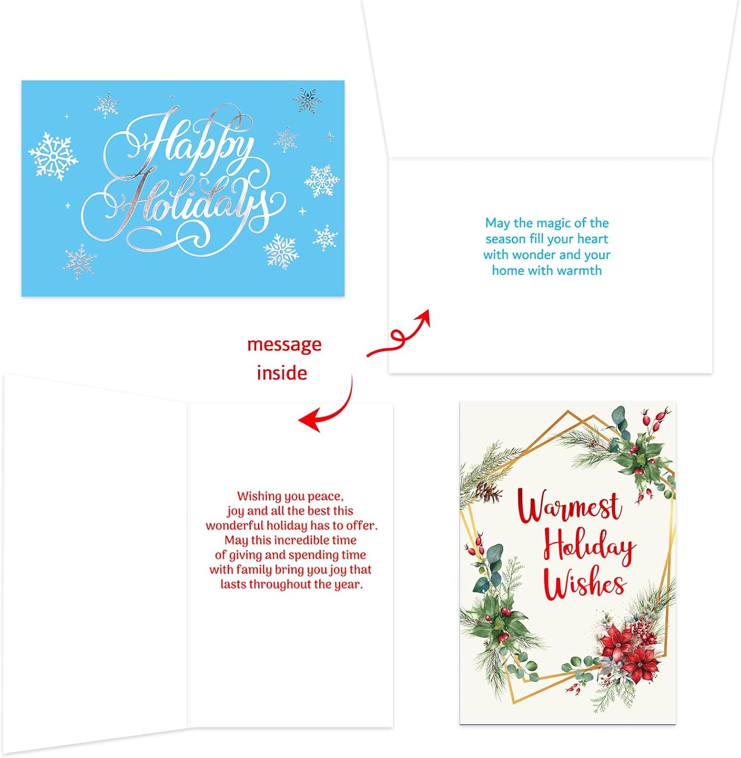 ceiba tree Holiday Cards with Envelopes Happy Holidays Cards Bulk Stickers 24 PCS 4x6 inch Message Inside Christmas - Image 6