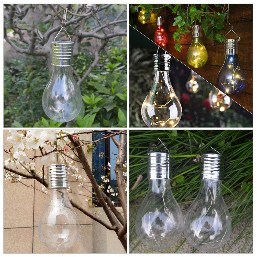 Abaodam Lot de 5 Ampoules solaires LED d'extérieur étanches à Suspendre pour Jardin, Cour, Camping (lumière Blanche Chaude)