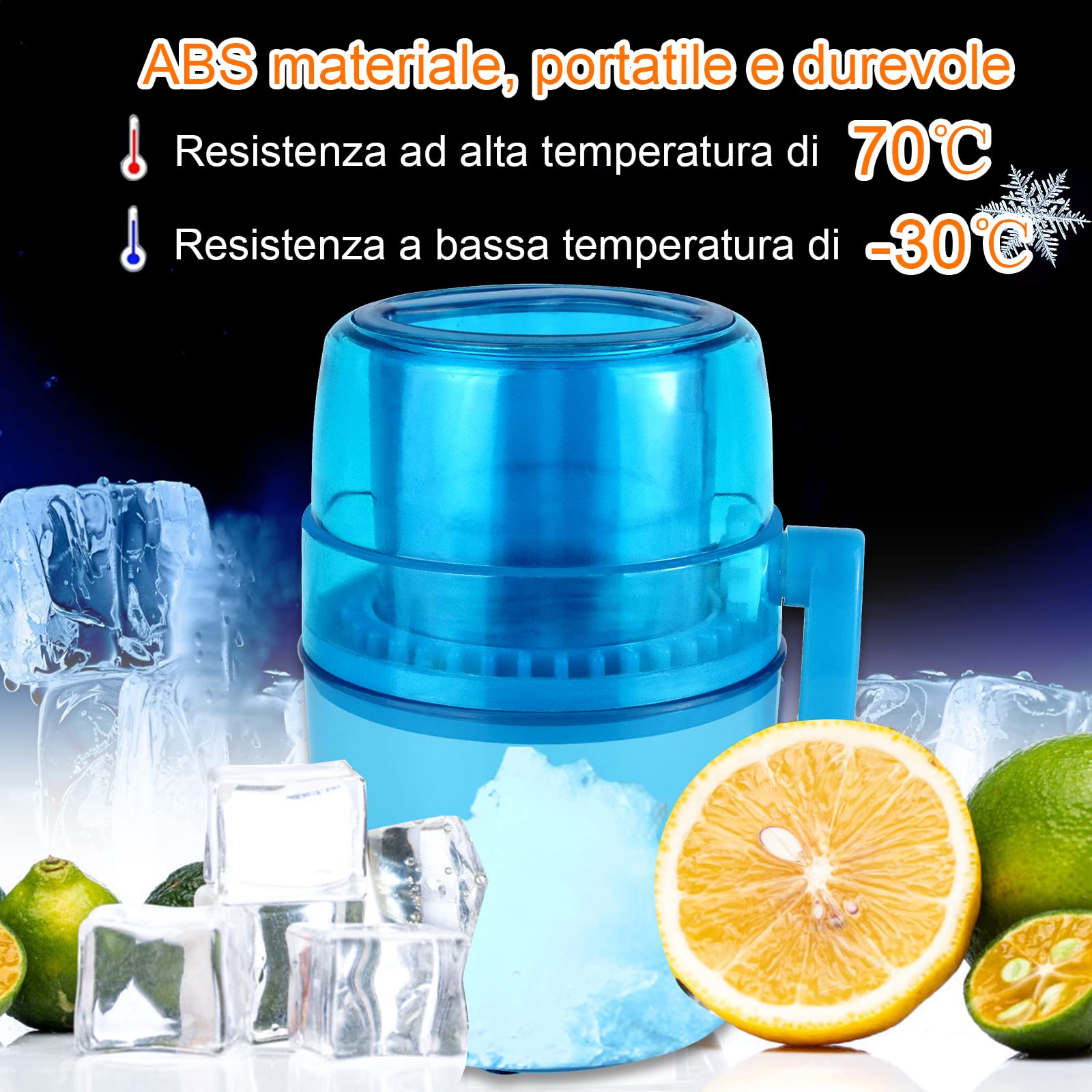 Tosucs Tritaghiaccio Manuale,Smerigliatrice di Ghiaccio,Ice Crusher,Tritaghiaccio Manuale con Manovella,per Frullati Fatti in Casa,Cocktail