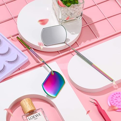 Miniatura 7 de Espejo de pestañas, espejo para pestañas, espejo cuadrado grande, de acero inoxidable, herramientas de pestañas, extensiones de pestañas (color