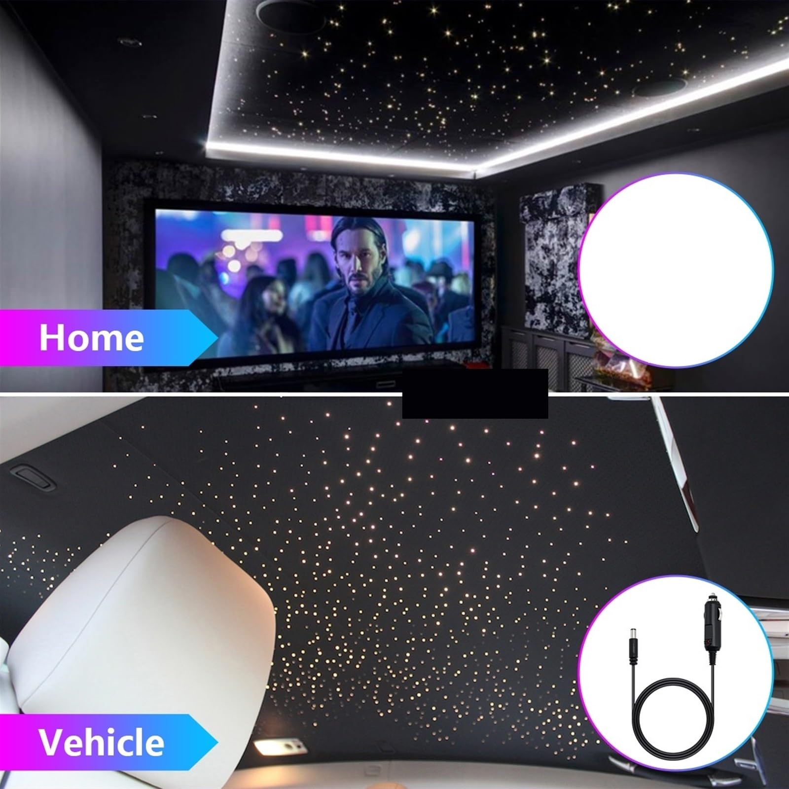 16W Twinkle RGBW Samochód Starry Sky Light Inteligentny Kontroler Muzyczny Na Dach Samochodowy Gwiazda Sufit Auto Wnętrze Samochodu Led Lampy Światłowodowe(Only Light NO fibers)