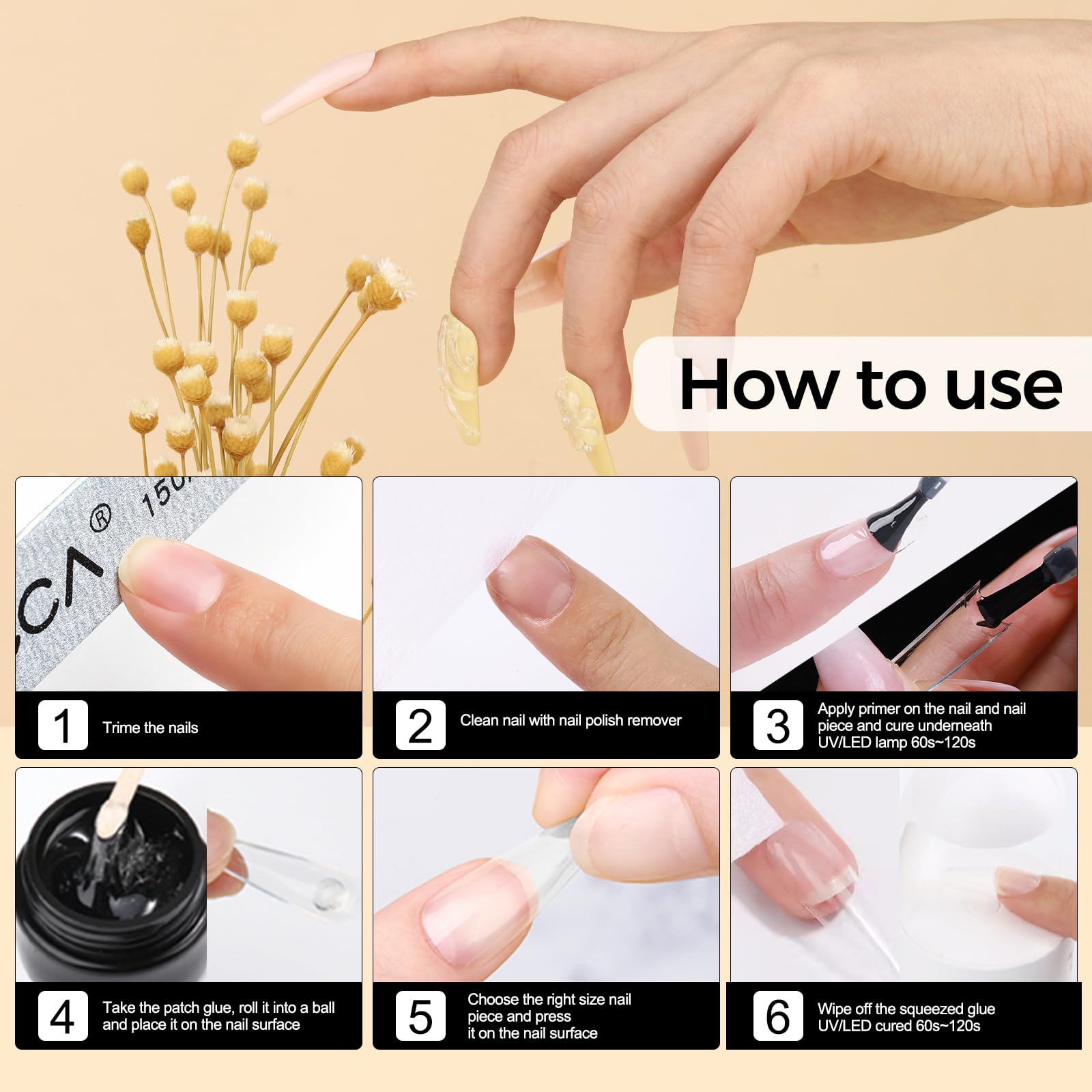 TOMICCA Mocny klej do paznokci do tipsów, klej do paznokci, żel UV, klej do sztucznych paznokci, żel do paznokci DIY, 15 ml