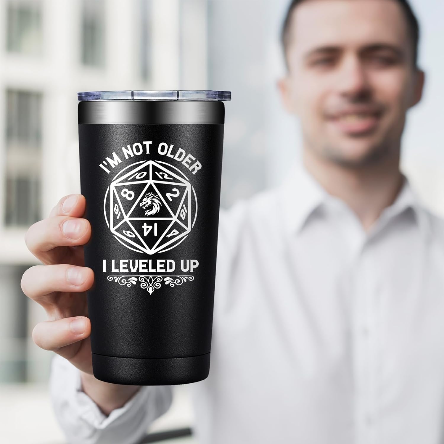 Dungeons Dragons Gifts for Men, Women - DND, D&D, DM Lovers Gifts - Dungeon Master Gift - I'm Not Older I Leveled Up Tumbler Cup 20 oz - Image 4