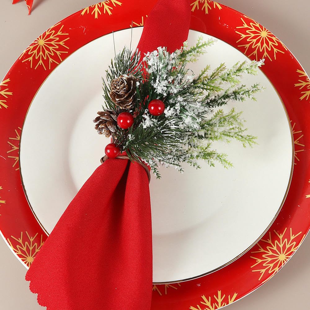 Rond De Serviette Élégant Lot de 60 Ronds De Serviette en Cèdre Rouge Et Pomme De Pin Disponibles en Plusieurs Couleurs pour Mariages Fêtes Réunions Famille Anniversaires Et Fêtes d'anniversaire