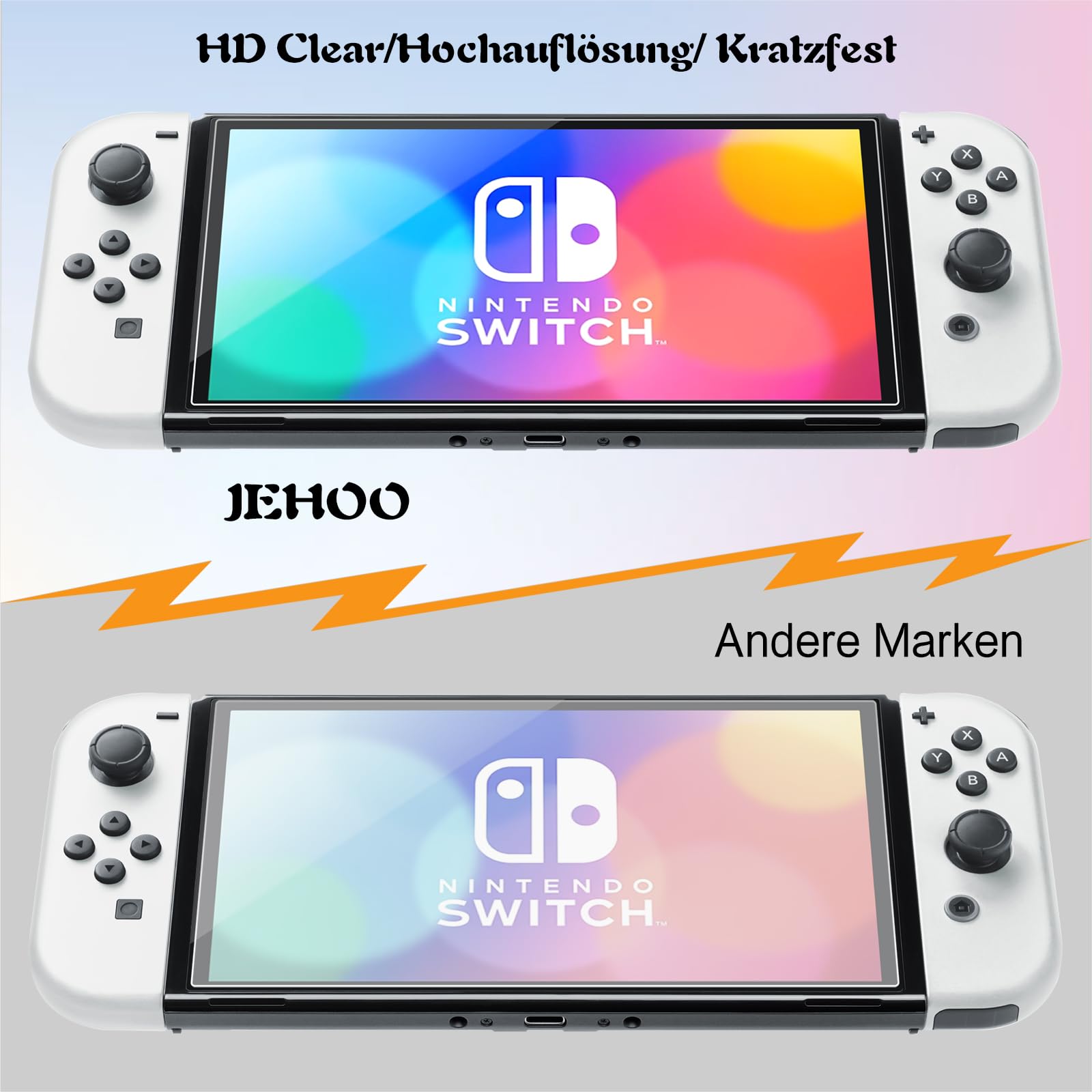Nintendo Switch OLED Displayschutz Gehärtetes Glas 9H 0,33 mm 2er Pack