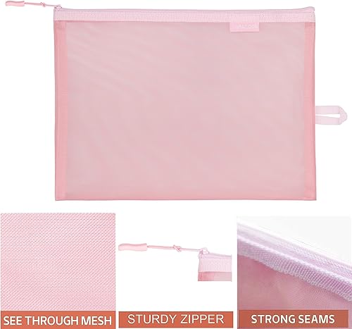 Miniatura 3 de SUPACOOL Juego de 4 bolsas organizadoras de maquillaje cosmético de malla de viaje negras con cremallera, bolsa de organización de bolsas de nailon