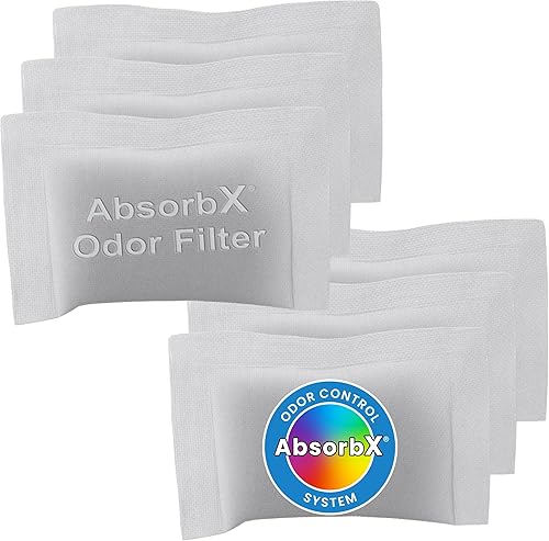 iTouchless Paquete de 6 filtros de olor AbsorbX, elimina los olores de basura, carbón activado natural, biodegradable, para contenedores de basura