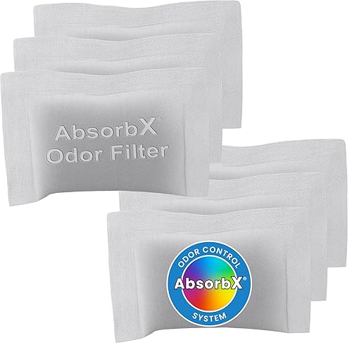 iTouchless Paquete de 6 filtros de olor AbsorbX, elimina los olores de basura, carbón activado natural, biodegradable, para contenedores de basura