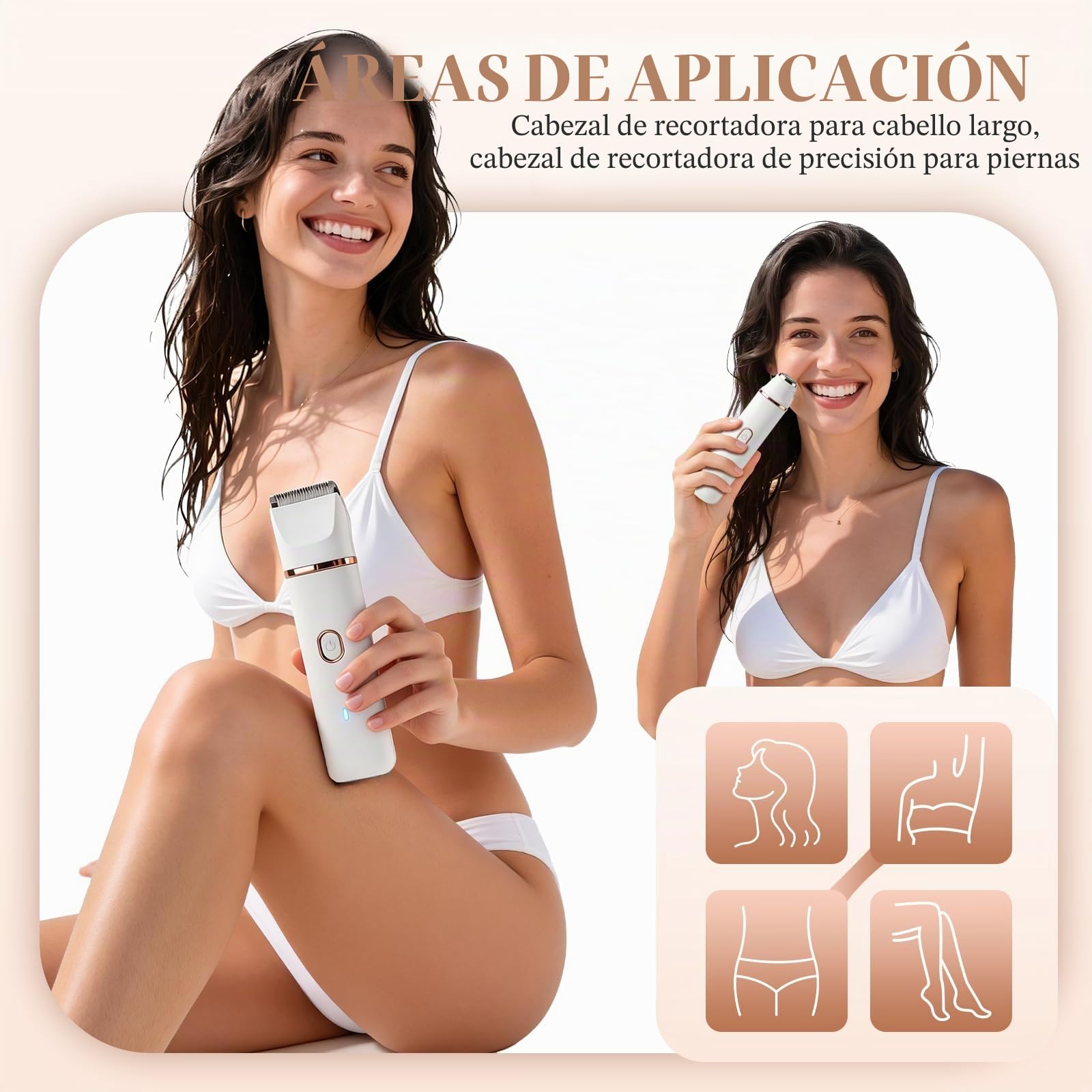 Maquinilla de afeitar para mujer, 3 en 1 para mujeres, depiladora facial para mujeres, recargable con estación de carga USB, afeitadora eléctrica para piernas, brazos y cara, afeitadora impermeable