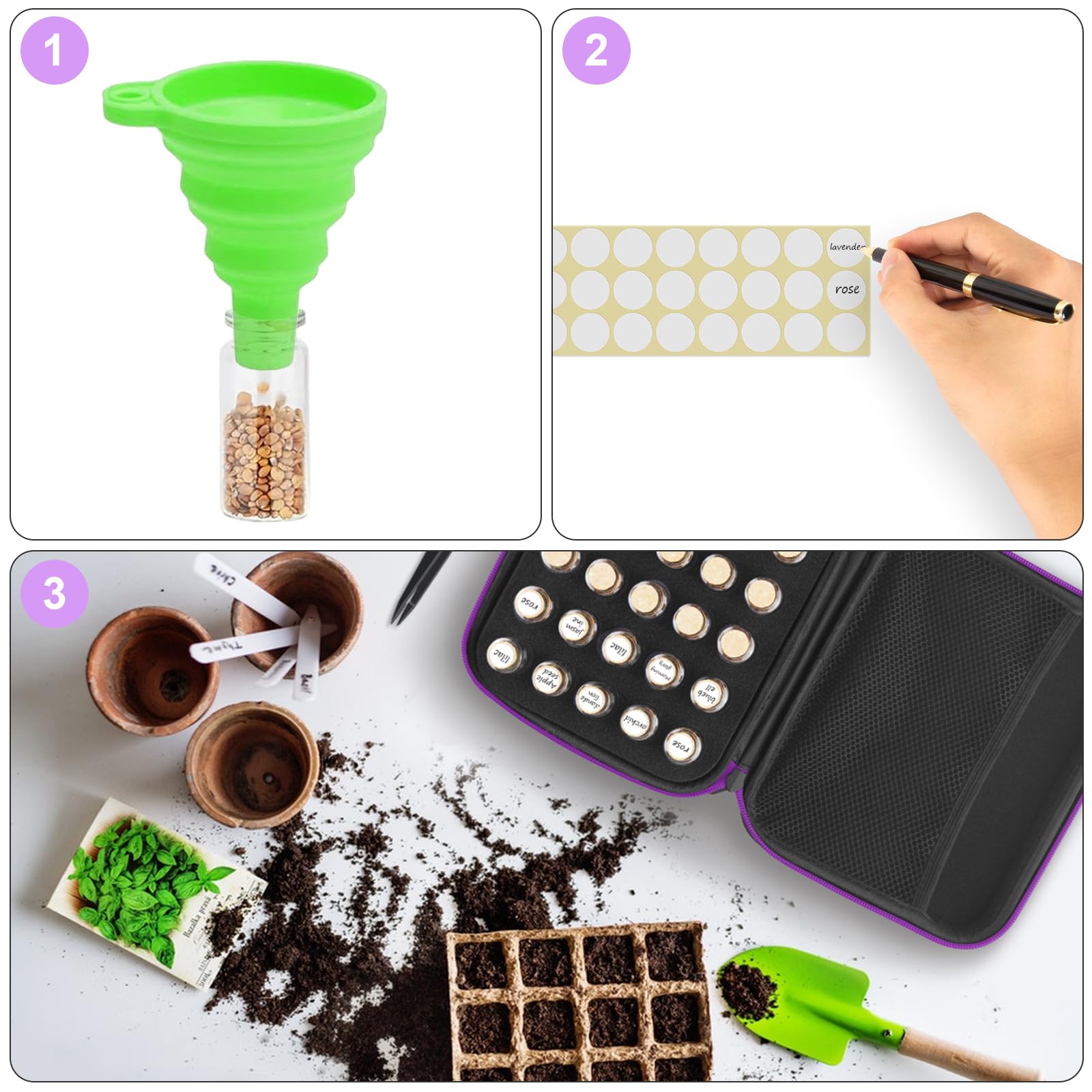 Boîtes de Rangement pour Graines, 30 Compartiments avec Boîte, Étiquettes et Entonnoir, Conteneur de Stockage pour Plantes de Jardin, Cadeau pour Les Amateurs deJardinage à Domicile