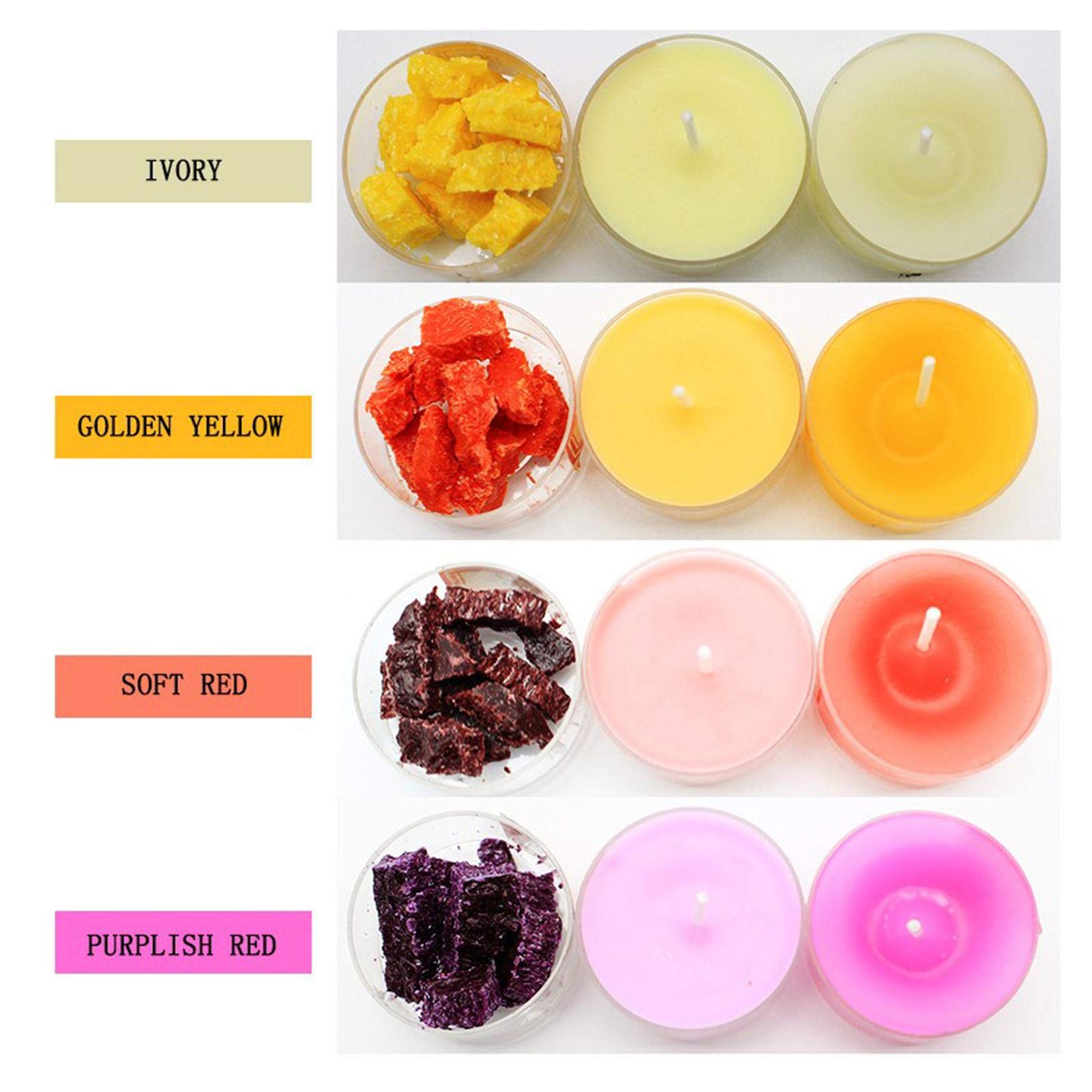 34 copos de tinte de cera para velas de parafina/cera de soja, chips de color para suministros, kit de colores vibrantes para hacer velas, fácil de usar, tinte para velas