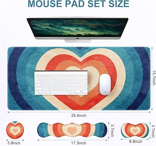Miniatura 2 de iLeadon Juego de alfombrillas para mouse, alfombrilla de escritorio + alfombrilla de mouse con reposamuñecas + reposamuñecas para teclado +