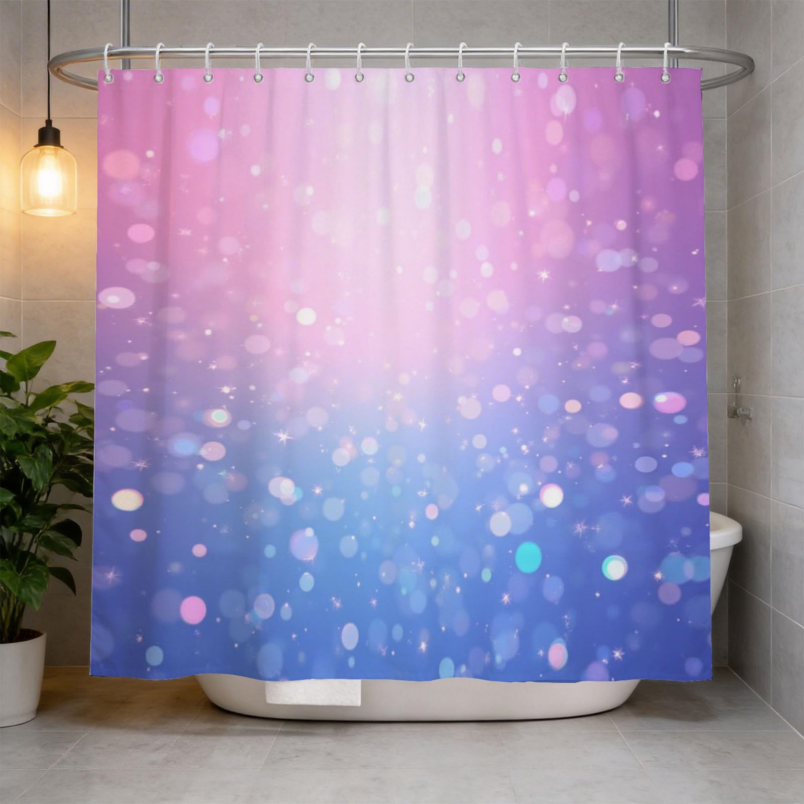 Hongduo 3D Dreamy Colorful Shower Curtain for Stalls Bathtubs Cartoon Bathroom Decor Shower Curtain Set Polyester Fabric Waterproof 180x180cm/71X71 Inch with Hooks