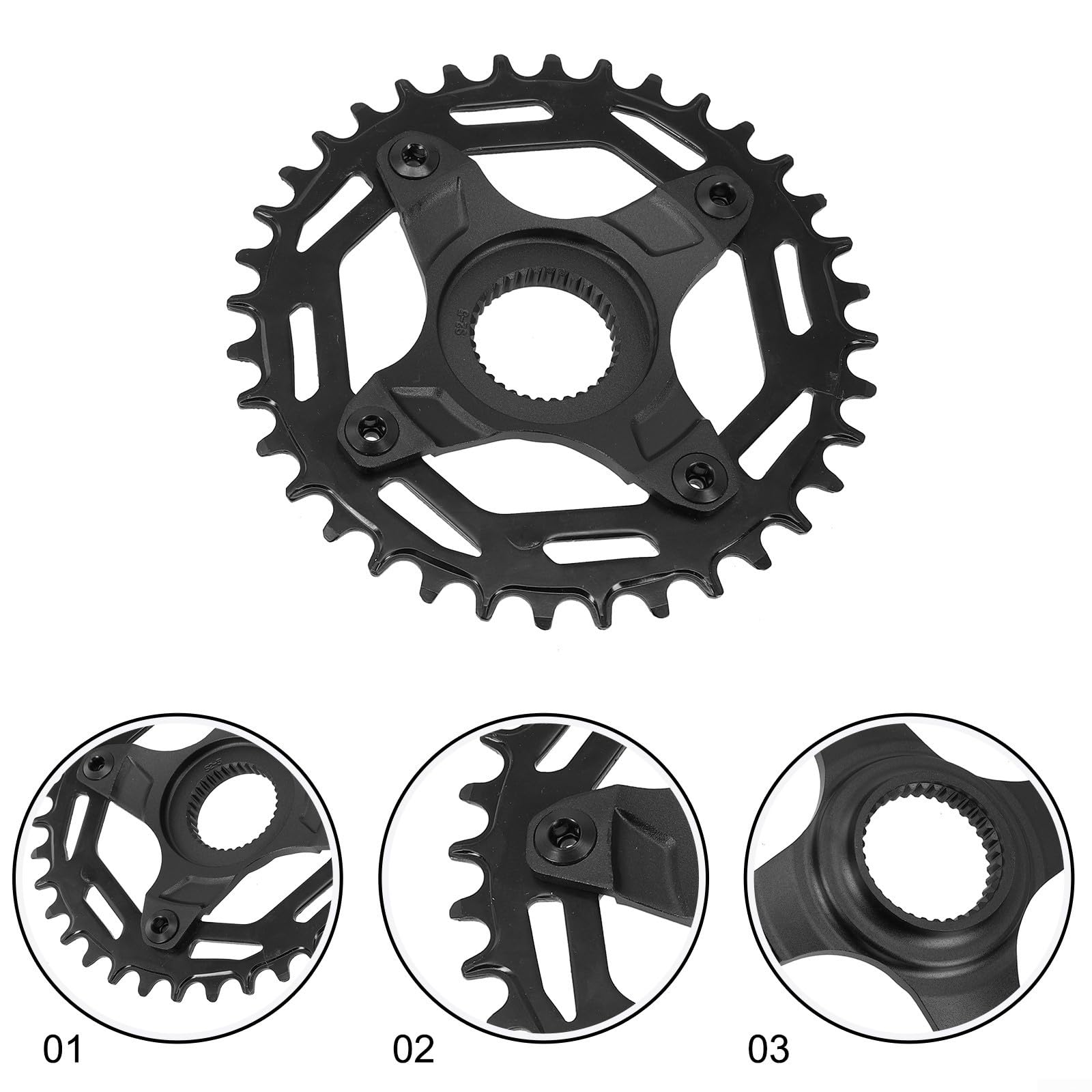 34T/36T/38T/40T Kettenblatt mit Spider Adapter 104BCD für optimalen Bafang-Antriebsmotorbetrieb (38TChainring + Adapter)