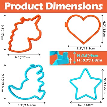 Kamehame Silicone Pancake Molds for Heart, Star, Dinosaur, Unicorn Shape Pancakes, 4 Pack Nonstick Pancake Shaper for kids, Fun Cake Ring Mold for Griddle Cooking