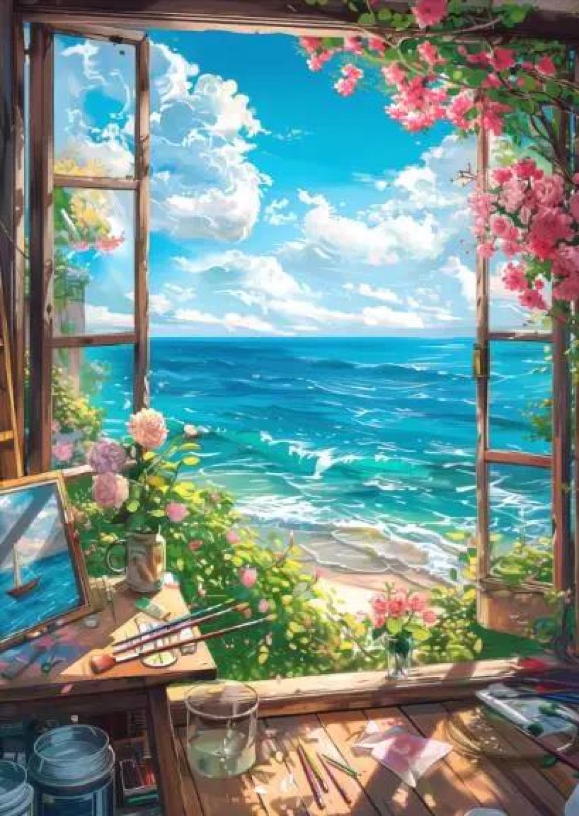 SHINERING Abstract Beach Forest Anime Landscape Canvas Painting Sea Summer Beach Wall Art Poster Prints For Living Room Home Decor A13 21X30Cm Unframed