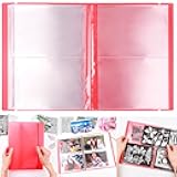 20 Pages / 80 Pockets Stamps and Dies Storage Album Book Organizer Folder, Plastic Large Sticker Photo Storage Album Bags for Cutting Dies Stencil Stamp Crafts DIY Scrapbooking 7x5.1inch/Pocket (Red)
