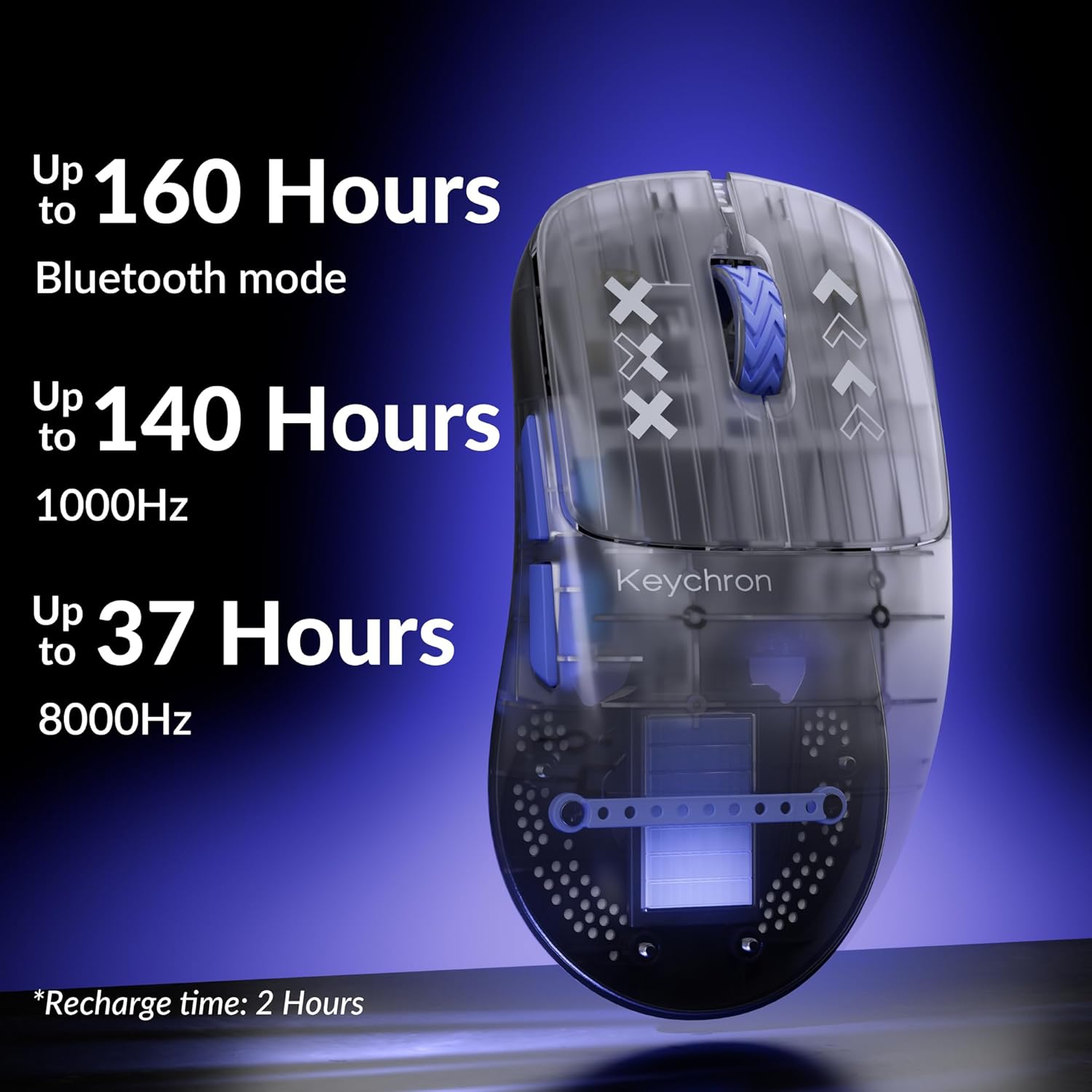 Keychron G3 8K Wireless Gaming Mouse, 30000 DPI- PAW 3950 Sensor, 47±3g Ultra-Lightweight, Wired/BT/2.4GHz, 160Hr Battery Life, 5 Programmable Buttons, Windows/Mac/Linux - Frosted Gray