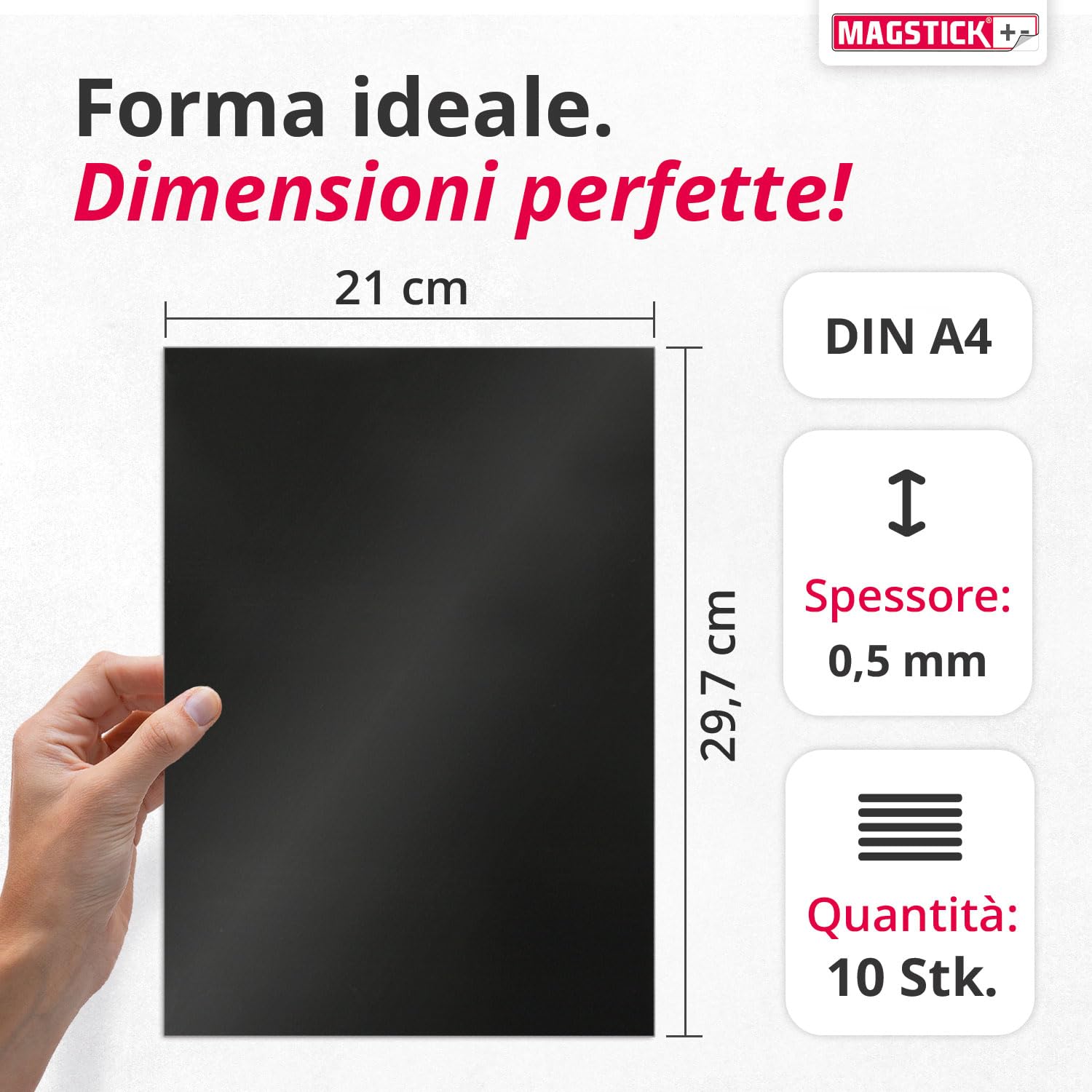 Pellicola magnetica I 10 pezzi I DIN A4 I flessibile autoadesiva ritagliabile magnetica per il fai da te per punzonatura fogli magnetici I mag285