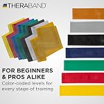 THERABAND Resistance Bands Set, 7 Pack 6 ft Exercise Bands, Light to Extra Heavy Levels 1–7, Latex Stretch Bands for Strength Training, Pilates, Mobility & Full Body Home Workouts
