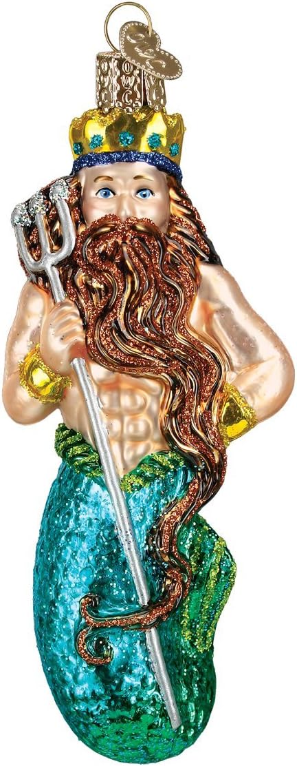 Old World Christmas Neptune Glass Blown Ornament for Christmas Tree, Handcrafted Holiday Decoration, Sea Collection