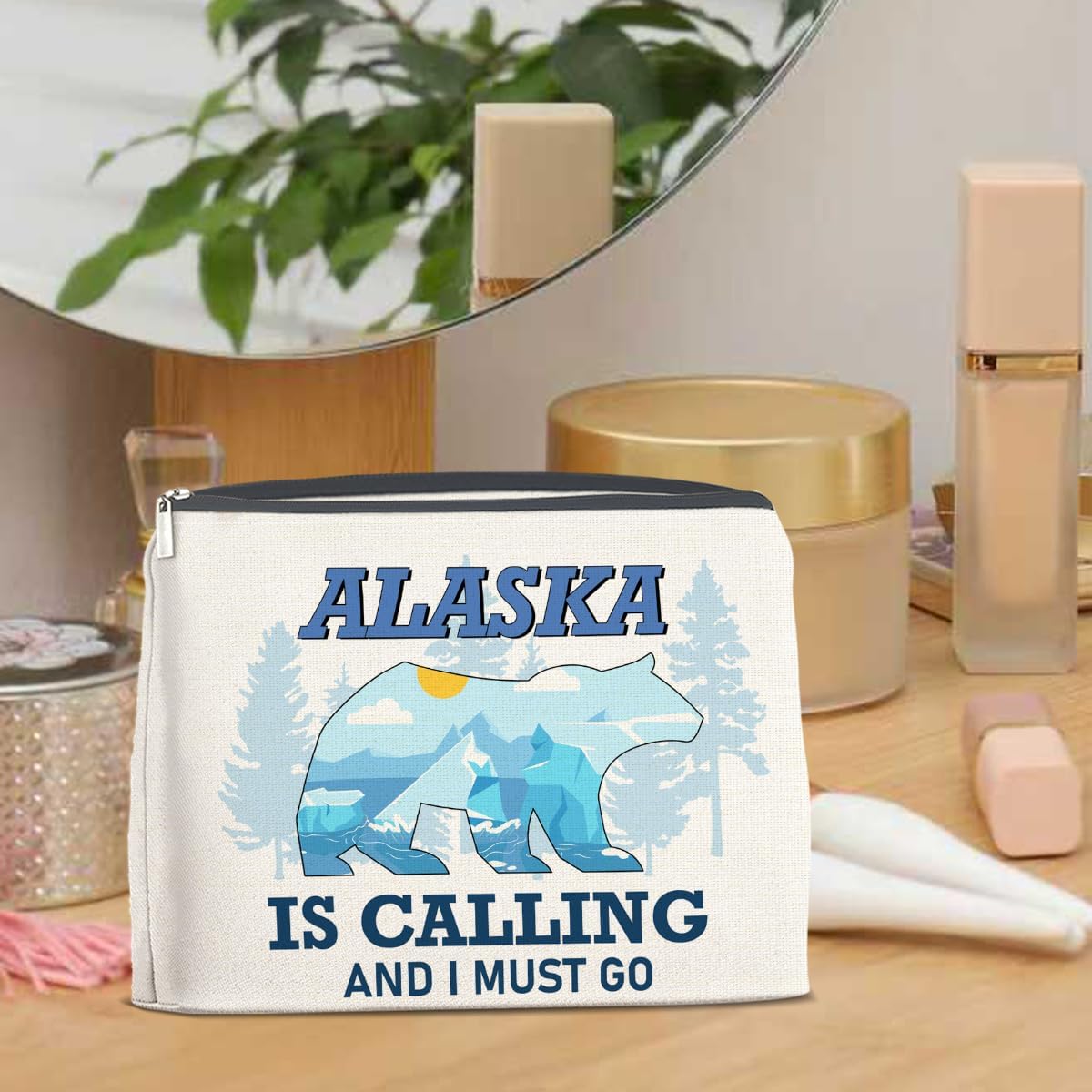 LyoGao Alaska Souvenirs Travel Essentials Makeup Bag, Alaska Cruise Lovers Portable Beach Cosmetic Bag for Women Girls Travelling - Image 5