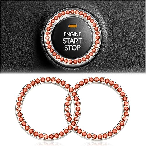 Vista 27 de Calcomanías de anillo de arranque de motor con cristales de imitación brillantes, paquete de 2 cubiertas/adhesivos para botón de arranque