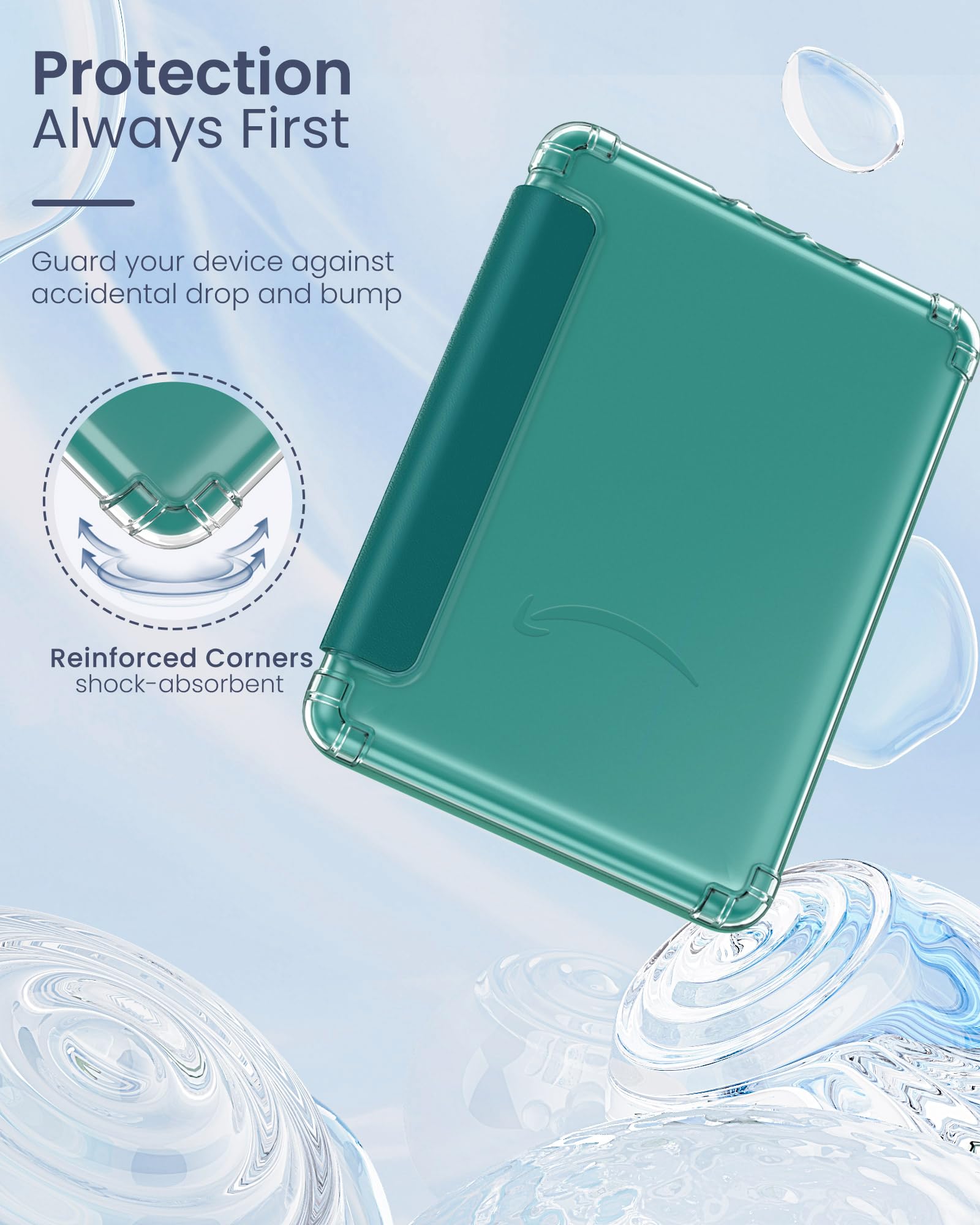 MoKo Case for All-new 7" Kindle Paperwhite 12th Gen 2024& Colorsoft 2024/2025, Ultra Clear Soft Flexible Transparent TPU Back Cover Light Shell with Auto Wake/Sleep, Not fit Kob & BOOX, Jade Green