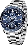BY BENYAR Mens Watches Analog Quartz Chronograph Waterproof Dress Watch for Men Business Work Sport Casual Classic Stainless Steel Men's Wrist Watches Elegant Gifts for Men