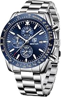 BY BENYAR Men's Chronograph Quartz Watch - 30M Waterproof, Luminous Hands, Silicone Strap, Business Sport Casual Dress Watch