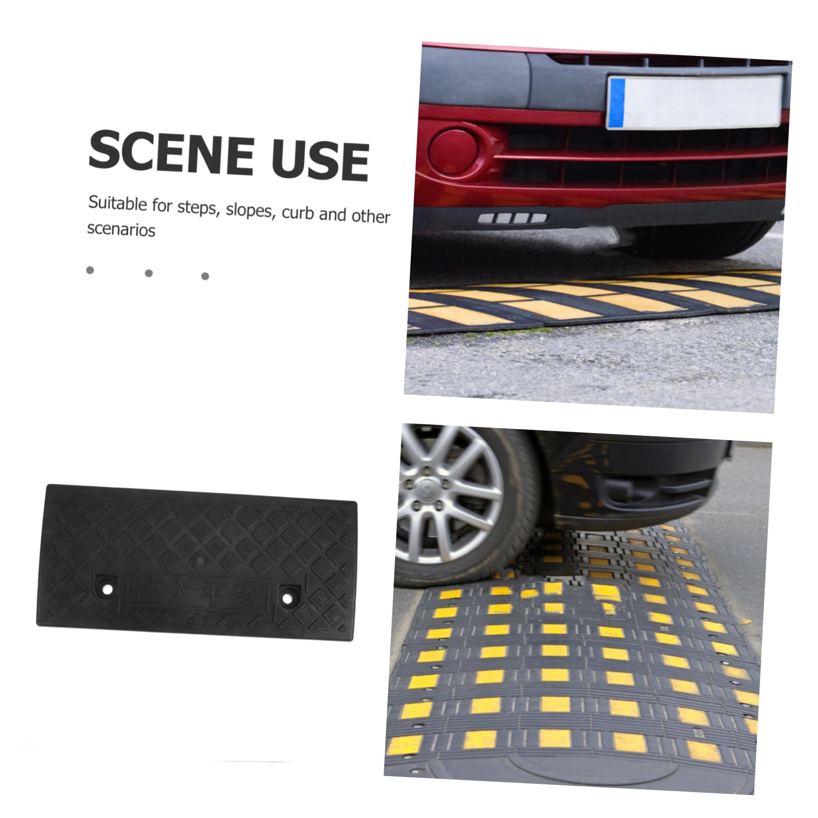 Rampe de Seuil en Caoutchouc Portable et Résistante aux Dommages pour Fauteuil Roulant et Skateboard, pour Hôtel et Boutique, Tapis de Rampe Noir Pratique