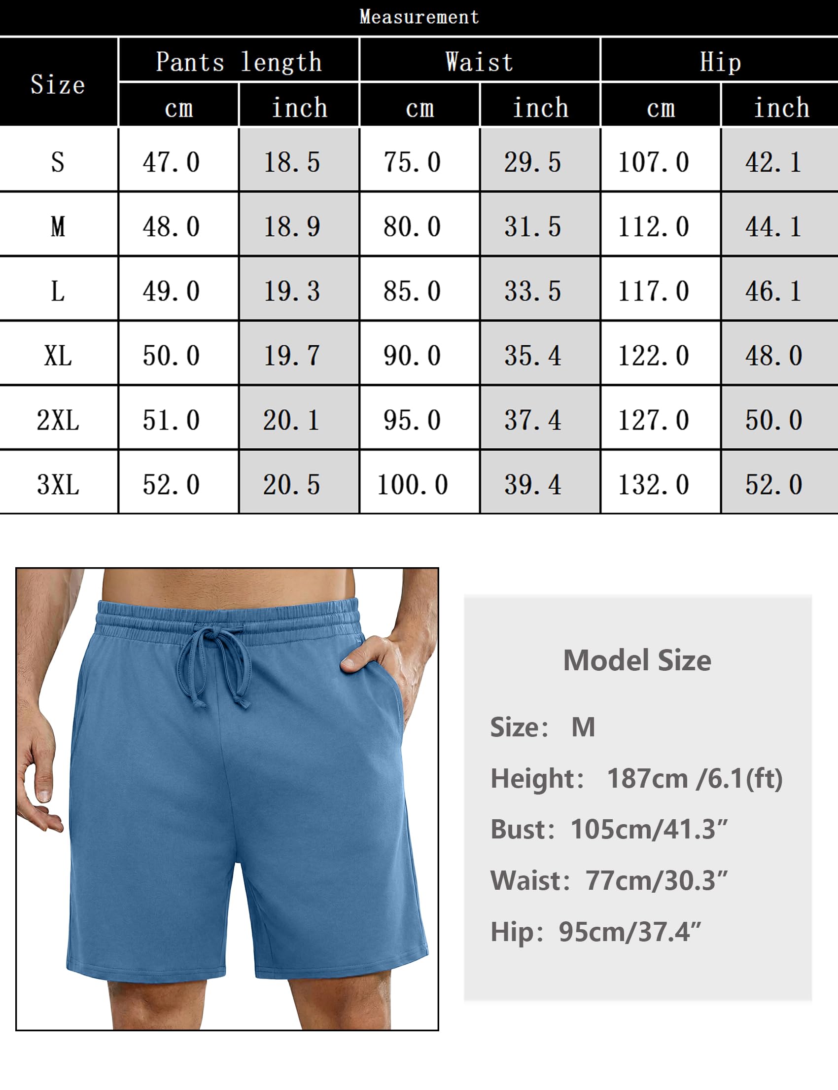 Bresdk Pantalones Cortos Hombre Pijama Verano Algodón con Cordón Ajustable y Bolsillos Traseros Cómodos Transpirables S-3XL
