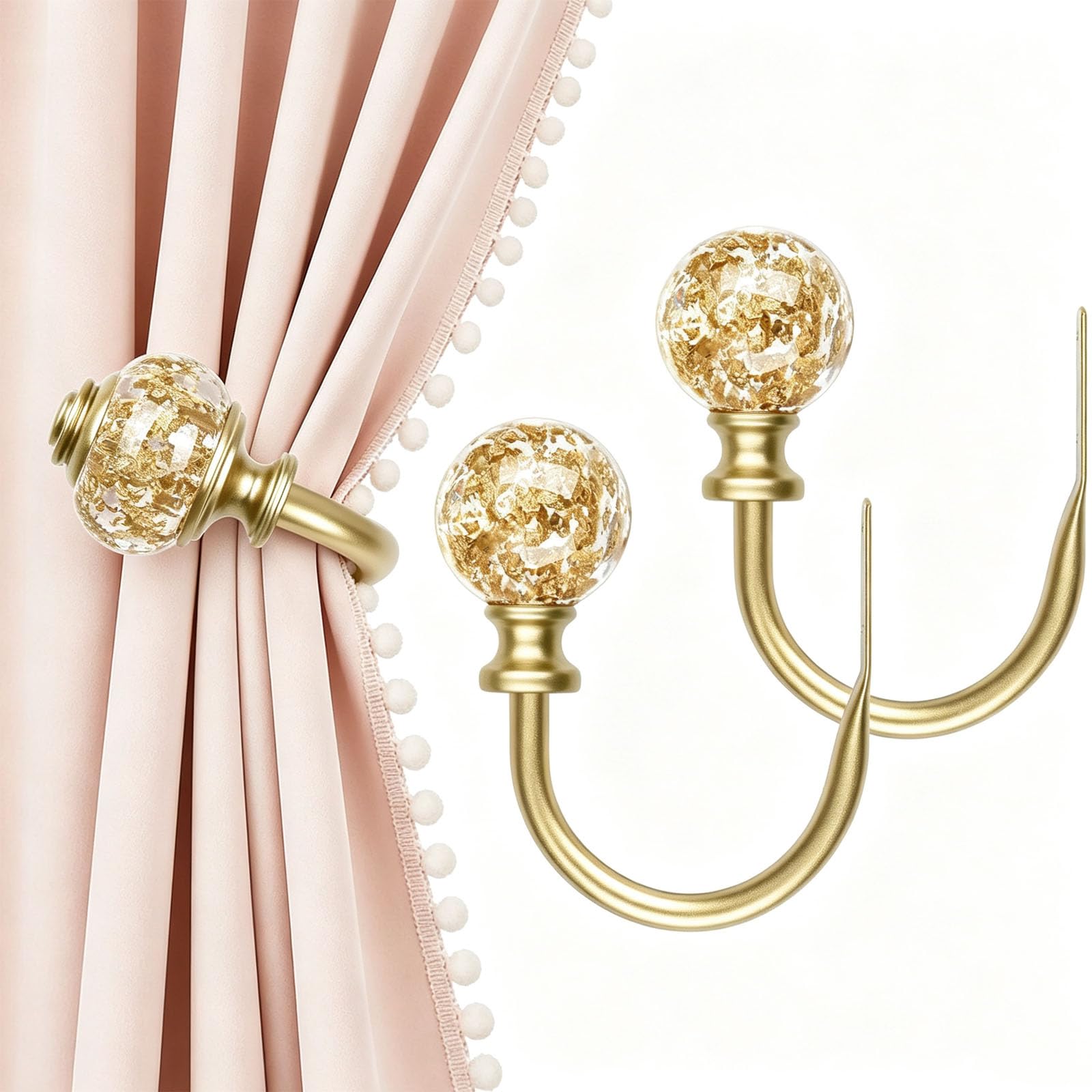 Gold Curtain Holdbacks,Curtain Tie Bakcs Hooks, Curtain Holdbacks U Form