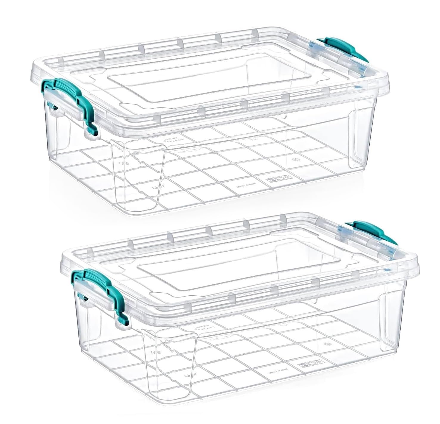 Best House|Plastic Storage Box with Clips & Lid|Size 3.6L(L:31.2cm W:20.5cm H:9.4cm)|Set of 2|Stackable Clear Durable Multipurpose Office supplies Home Kitchen Tools Crafts Household(SMALL Size)