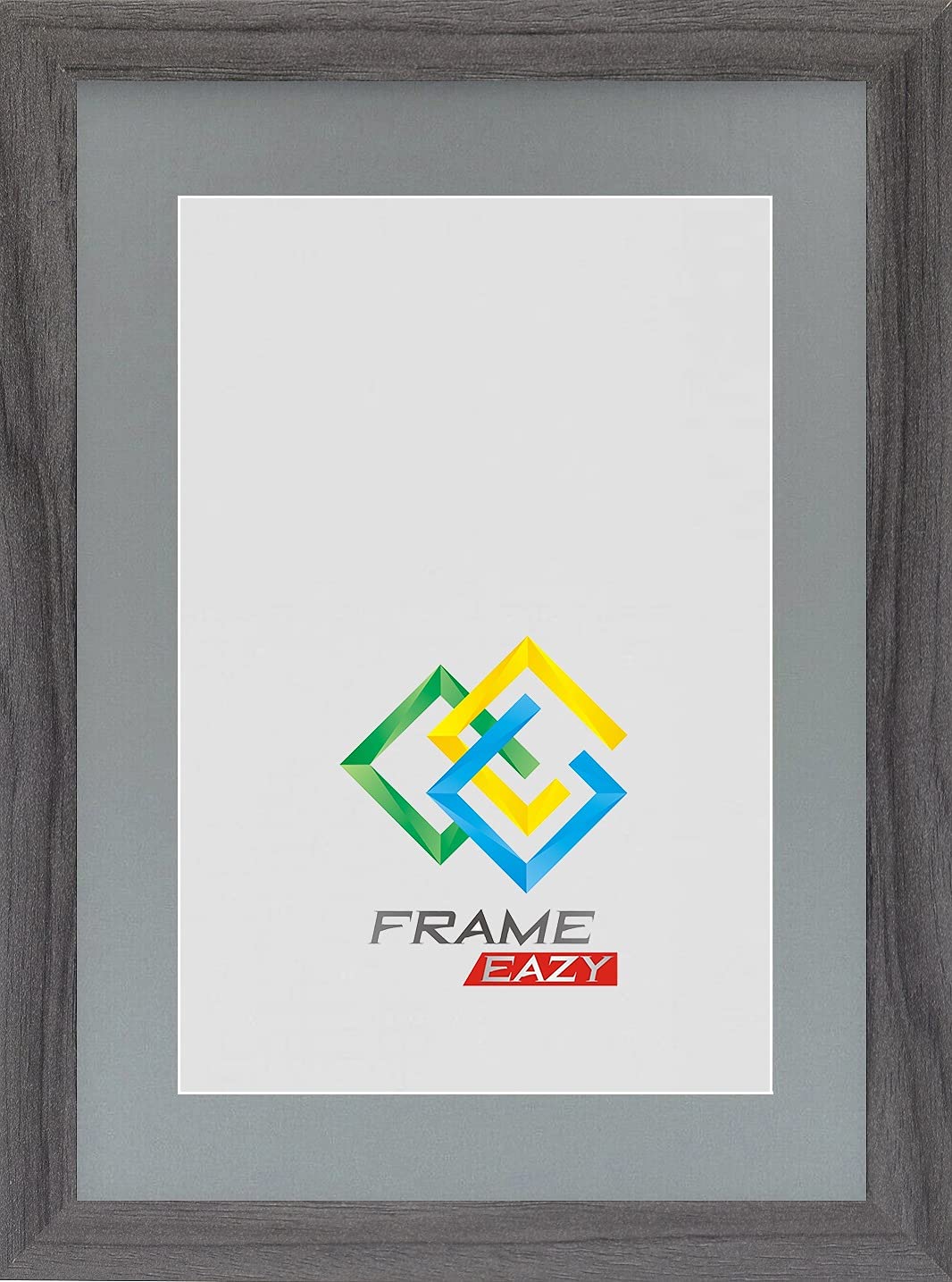 FRAME EAZY Modern Grey Photo Picture Frame Poster Certificate Frames with Grey Mount – 20x16 For 16x12 Inch Picture