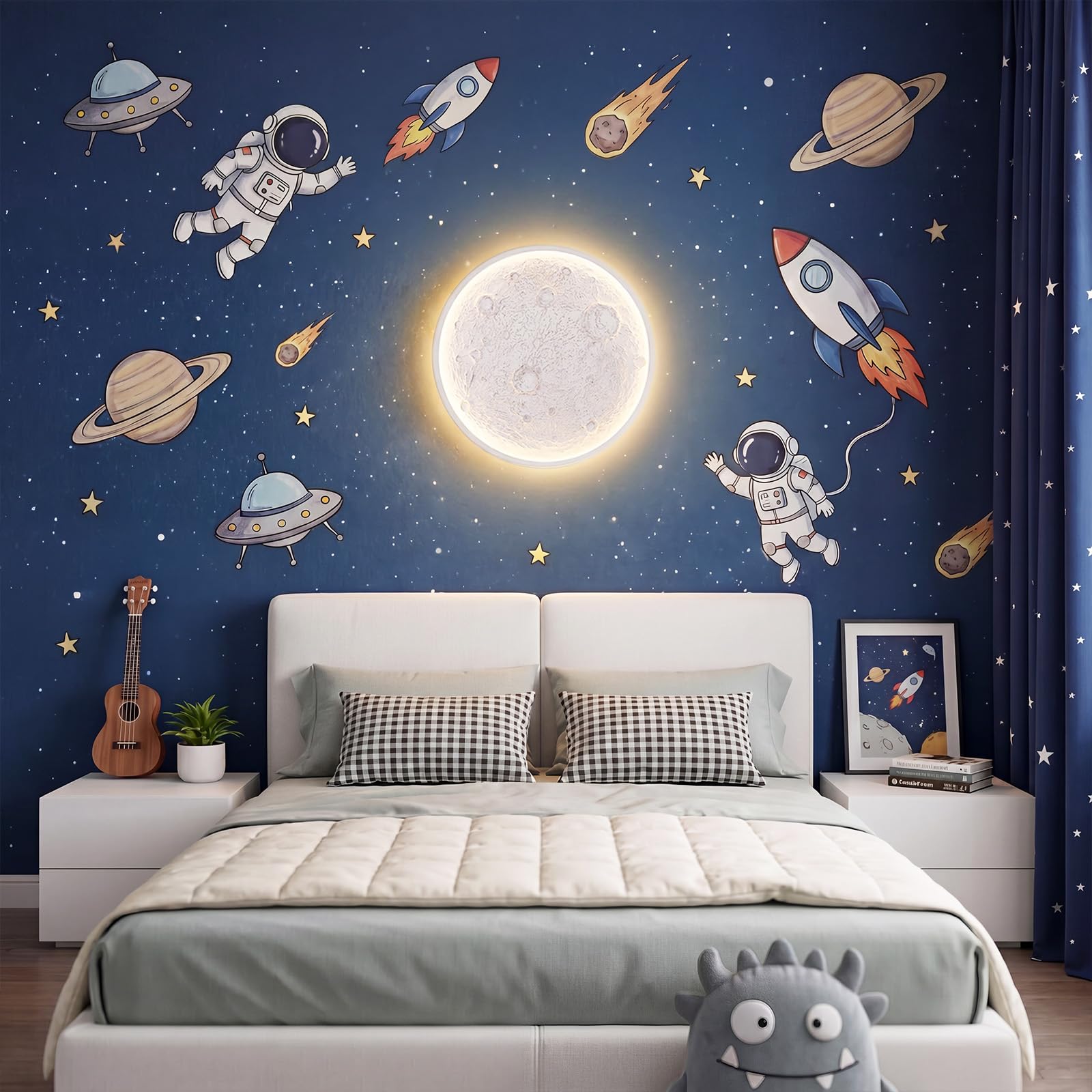 Mondlicht Deckenlampe LED Ø30cm 24W Weiß, Deckenleuchte Wohnzimmer mit 3 Farbtemperaturen (3000K/4000K/6500K), Lampe Wohnzimmer 2800LM IP44 Wasserdicht Badezimmer Lampe, für Schlafzimmer Flur Küche